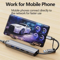 USB-A/USB-C Adaptateur Ethernet 2.5G/1000Mbps USB C vers 2.5G Gigabit Ethernet 10Gbps Gen 2 USB 3.2 Hub Splitter pour Macbook Pad