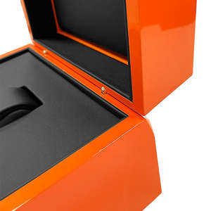 Exquisita Caja de Reloj de Madera Naranja Brillante, Rectangular, de Alta Gama, Ecológica, Hecha a Mano, con Logotipo Personalizable, Reciclable, Modelo DS - Product Image 4