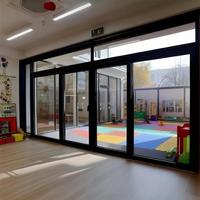 Porte coulissante robuste en acier inoxydable pour balcon, étanche, double vitrage, pour villa extérieure résistante aux intempéries