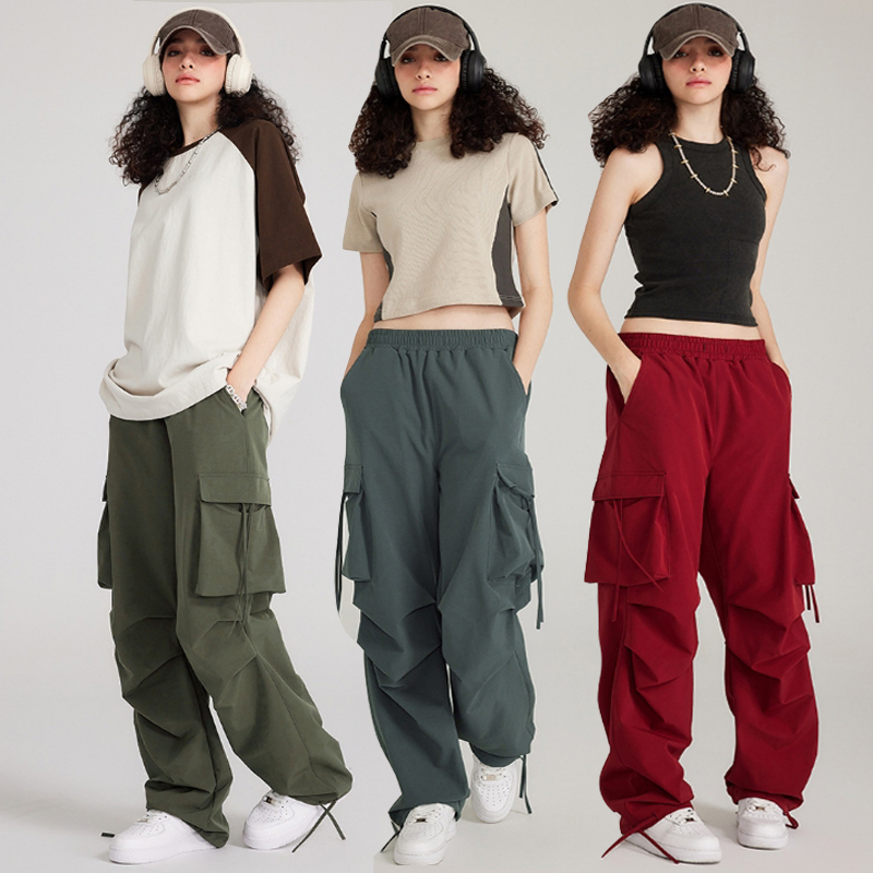 XS-XXL Fashion workout street wear Oversize Casual cargo pants for women Baggy Utility cargo joggers Y2K wide leg Trousers