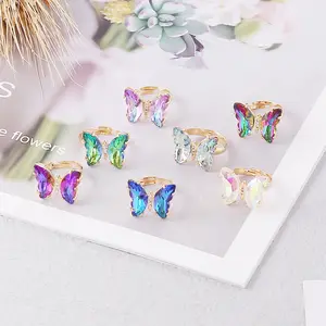 New Gradient Butterfly Adjustable Ring Female Trendy INS Fashion Ring Manufacturer Wholesale