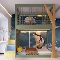 Lit superposé pour enfants JINS, lit superposé moderne en bois combiné pour garçons et filles, meubles de chambre d'enfant, lits superposés avec toboggan