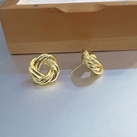 Pendientes de Oro Real de 18K AU750 de Lujo, Trenzados y con Bola, para Mujer, Oro Sólido, Joyería Fina, Venta al Por Mayor, Regalo