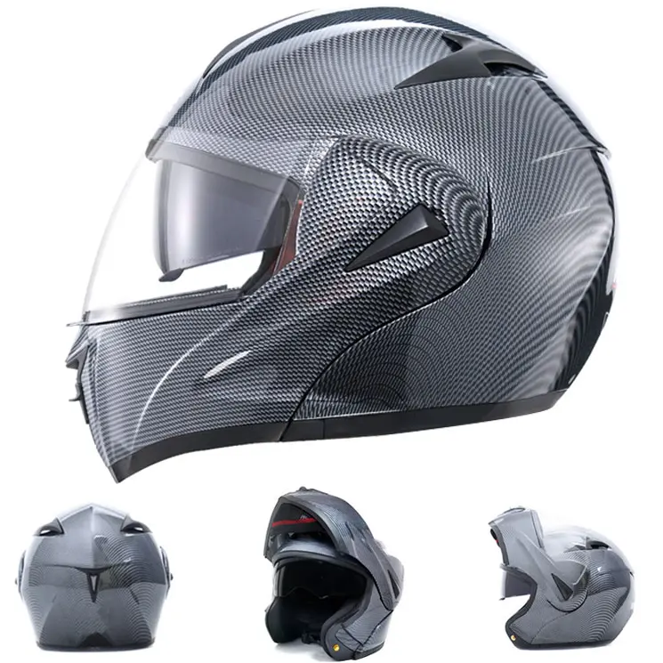 Custom men women modular moto bike carbon fiber motorbike full faced motorcycle helmet