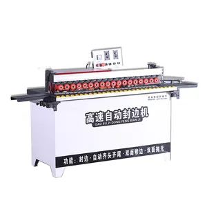 Fully automatic corner rounding and double trimming mdf edge banding machine
