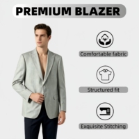 Blazer en tissu de lin pour homme, décontracté et habillé, à carreaux, simple boutonnage, léger et respirant, pour commandes en gros