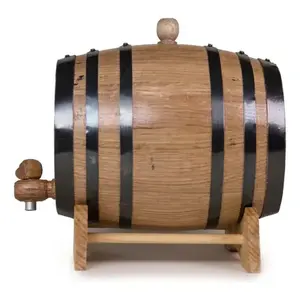 Barril de Roble Blanco de 2 Litros The Barrel House con Grifo y Tapón con Llave, 18 cm de Ancho, para Almacenamiento de Licores - Product Image 2