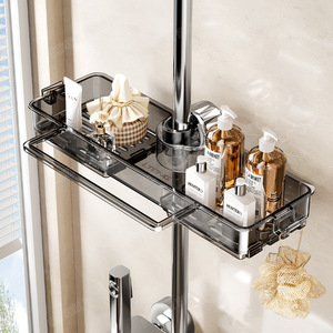 Bathroom Shower Rack Storage Tray Wall Mounted Corner Rectangular Durable 4-7.9in Depth - Product Image 2