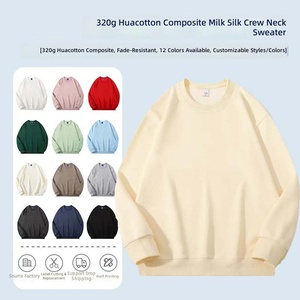 Felpa in Misto Cotone Pesante 320gsm con Logo Personalizzato |   Maglione a Collo Tondo |   Top Oversize Unisex per Uomo e <span class=keywords><strong>Donna</strong></span>, Abbigliamento Casual Streetwear - Product Image 2