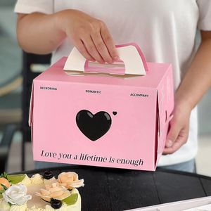 กล่องเค้กพิมพ์ลายตามสั่ง ลดราคาพิเศษ พร้อมหูหิ้ว ผลิตจากกระดาษอาหารย่อยสลายได้ เหมาะสำหรับร้านเบเกอรี่ งานแต่งงาน งานเลี้ยง ขนมหวาน กลับบ้าน - Product Image 3