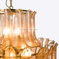 Lustre en verre de Murano de couleur ambre, décoration de mariage, pétales italiens, grand lustre pour salon