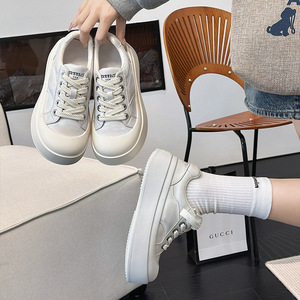 Thick-soled versatile lace-up oversized casual shoes, 2026 new Korean version, colored leather sports shoes - Product Image 2