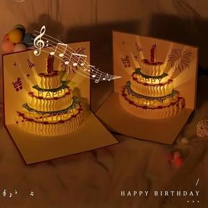 Musical Birthday Greeting <b>Cards</b> 3D Pop up Gift <b>Card</b> with Led Music Gift <b>Cards</b> with Envelope Wedding Decorations for <b>Tables</b> - Product Image 3