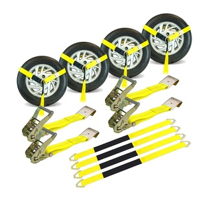 Kit de fixation robuste pour pneus de voiture 50 mm 10000 lbs, ensemble de sangles d'axe de <span class=keywords><strong>36</strong></span> pouces, 4 sangles à cliquet à crochets plats avec 4 sangles en lasso - Product Image 1