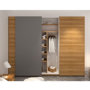Placage de bois laqué ACE Design moderne à portes coulissantes Chambre à coucher Armoire modulaire avec armoires de rangement - Product Image 3