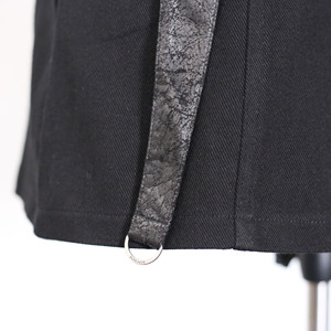 Jupe midi slim fit en jean patchwork style punk foncé sur mesure, jupe mini moulante taille haute, fabrication clé en main OEM - Product Image 3