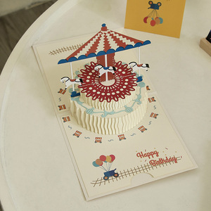 Cilindro 3D creativo de gama alta, estampado de dibujos animados de Navidad, tarjeta de felicitación emergente hecha a mano, escultura de papel plegable elegante, novio - Product Image 3