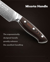 Couteau de cuisine en acier damas de 3.5 pouces couteau à éplucher avec manche en micarta couleur vin rouge de qualité supérieure