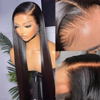 Perruque de cheveux humains vietnamiens bruts de 38-40 pouces, perruques lisses de cheveux humains indiens, perruques frontales HD sans colle pour femmes noires