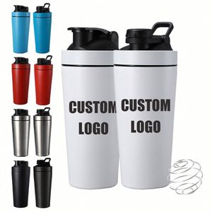 Nouvelle gourde en acier inoxydable avec échelle graduée, portable, pour sports de plein air, fitness, bouteille d'eau, tasse à milkshake protéiné avec logo personnalisé - Product Image 1