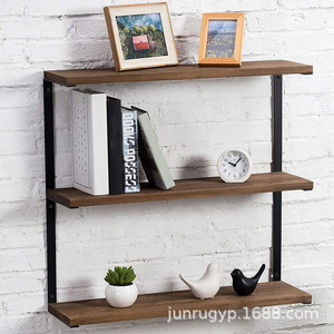 Wall Mounted Wooden <b>Shelf</b> 3 Tier Retro Color Durable Home Storage Display <b>Rack</b> For Living Room Coffee Shop - Product Image 2