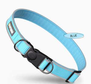 Collare per cani riflettente in poliestere imbottito taglia <span class=keywords><strong>L</strong></span>, con decorazioni a nastro a tinta unita, nuovo, con chiusura a fibbia per guinzaglio. - Product Image 6