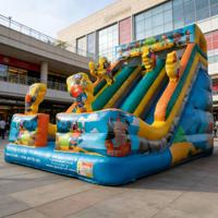Tobogán Inflable Gigante de PVC con Temática Pirata, de Tres Carriles, Ecológico, de Alta Capacidad, para Niños, de Grado Comercial, para Exteriores, Seco