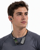 Écouteurs sans fil Bluetooth 5.4 stéréo AAC avec affichage LED et tour de cou métallique pour le sport, la course et les voyages (vente en gros)