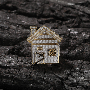 Mode hommes anneaux or argent couleur <span class=keywords><strong>maison</strong></span> anneau glacé Bling pavé Zircon géométrie anneau breloques fête cadeau quotidien - Product Image 3