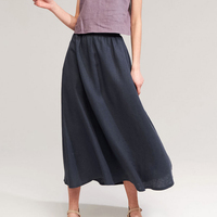 Jupes en lin plissées unies sur mesure, vente en gros d'usine, jupes maxi en lin de couleur unie pour femmes