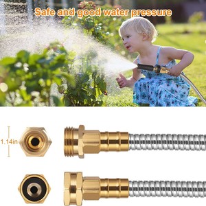 Tuyau de jardin en acier inoxydable de 30 pieds, flexible et haute pression, pour l'arrosage et le lavage de voiture, avec conception à plusieurs buses - Product Image 4