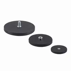 Anti-Scratch Rubber Magnetic Base Rubber Coated Neodymium Magnet With Male /External Thread M4 M6 1/4-20 Stud For Mounting