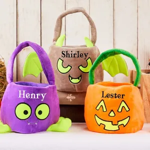 Personalized Pumpkin Trick Or Treat Gifts For Kids Black Candy Buckets Halloween Basket