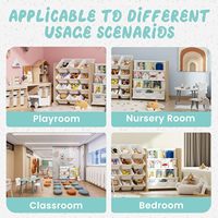 Étagère multifonctionnelle de rangement pour jouets en bois pour enfants avec 16 bacs en plastique Organisateur de jouets pour enfants