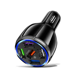 5USB Ports QC3.0 Universal Fast 5in1 Adaptador de cargador de coche con luz LED azul