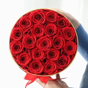 Big Box With Immortal Rosas Head For Decoration And Gifts Made By Eternal Flower Preserved Rose In Gift Box