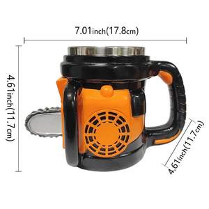 Chainsaw Style Coffee Mug Decorative Resin Cup Stainless Steel Liner <b>Desk</b> Drinkware for Home Office <b>Gifts</b> - Product Image 5