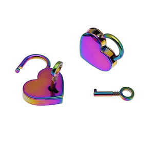 Замок в форме сердца мини-замок из цинкового сплава для ноутбука Радужный цвет - Product Image 6