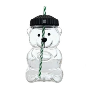 Bouteille d'eau en verre écologique TGYW en forme d'ours, <span class=keywords><strong>tasse</strong></span> Starbucks Teddy Bear avec paille et couvercle, design mignon - Product Image 4