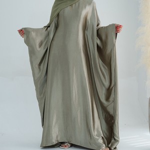 Women Satin <b>Abaya</b> Batwing Sleeve Modest Long Dress Anti Wrinkle Breathable Islamic Apparel for Daily <b>Prayer</b> Party - Product Image 2