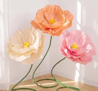 Fleurs en papier de pavot artisanales de grande taille pour l'approvisionnement transfrontalier, style moderne, pour mariage, fête des Mères, Nouvel An, écologiques et durables
