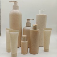 Flacon pompe à lotion biodégradable et écologique en paille de blé de 30 ml à 500 ml, pour shampoing et soins de la peau, avec finition douce au toucher