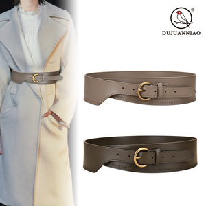 Ceinture en cuir véritable Tiyo ABB0180 tressée avec boucle rectangulaire à anneau en D, largeur 6,8 cm, pour femme, ceinture décorative décontractée - Product Image 4