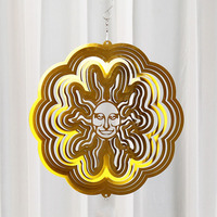 Tournesol à vent 3D en acier inoxydable de 12 pouces, finition antique, couleur personnalisable, motif floral coloré, logo personnalisé, pour jardin