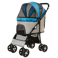 Poussette pliable légère et réglable pour animaux de compagnie, grand espace, pour l'extérieur et les centres commerciaux, chariot de voyage pour chiens et chats
