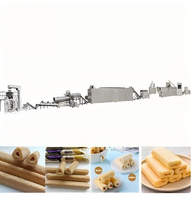 Complete productielijn voor tarwe-snacks en roomgevulde rijstpuffjes, inclusief een tweeschroefsextrusie-machine