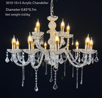 Lustre LED en fer rétro européen à 6/8 têtes, alimenté par courant alternatif, luminaire suspendu pour décoration de plafond de mariage luxueux