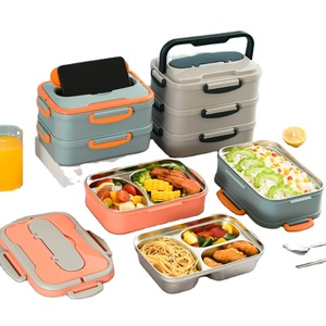 Boîte à Lunch auto-chauffante <span class=keywords><strong>de</strong></span> 1200Ml, conteneur <span class=keywords><strong>de</strong></span> <span class=keywords><strong>stockage</strong></span> des aliments dans la cuisine, nouveau Design Eco en métal avec compartiments amovibles - Product Image 6