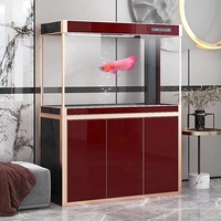 Aquarium de poissons marins en verre cristal peu profond de 145 gallons, 5 pieds, forme rectangulaire, avec un cabinet en contreplaqué massif, un bac à sable en plastique