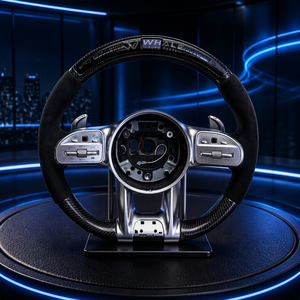 Volant de direction personnalisé en cuir et fibre de carbone de luxe, design sport à trois branches avec palettes de changement de vitesse pour Mercedes-Benz (anciens et nouveaux modèles) - Product Image 1